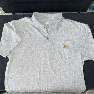 Carhartt Light Gray Polo with Pocket heavy duty material for work or play lg